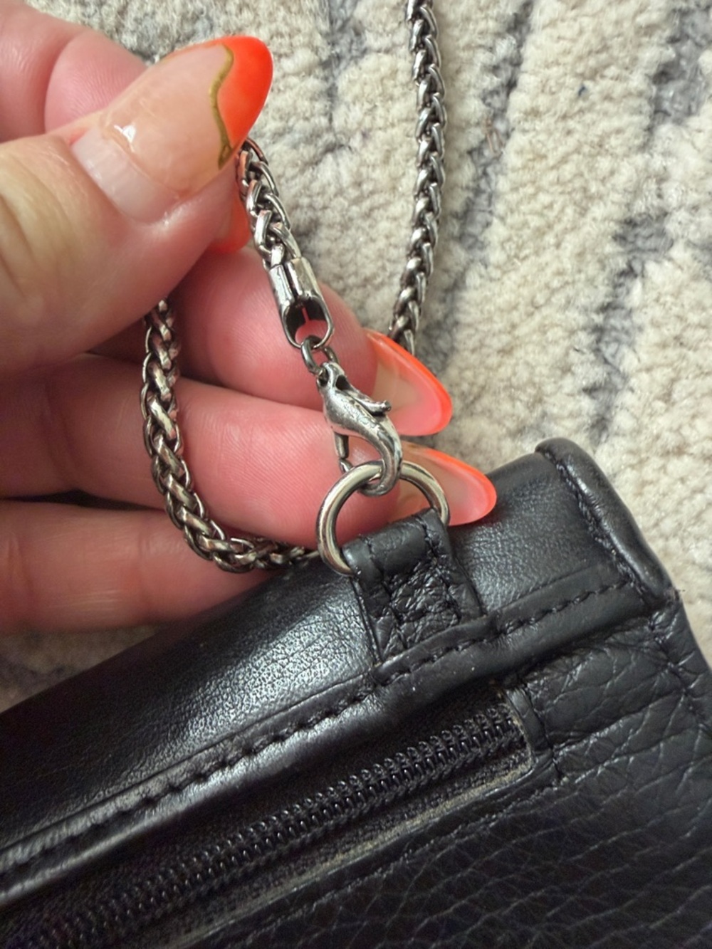 Brighton Black Leather Chain Clutch with Decorative Silver Accent - Picture 9 of 16